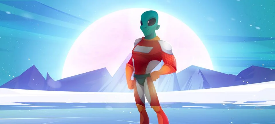 Martian alien character wear superhero costume Stock Illustration