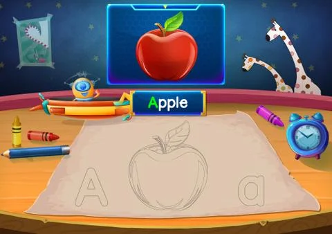 Martian Class: A - Apple. Hello, I'm Little Martian. I just open a class for all Illustration