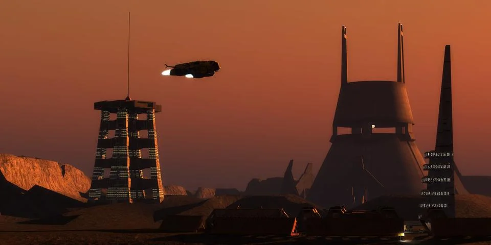 Martian Colonist Complex Stock Illustration