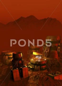 Martian colony, artwork Stock Illustration