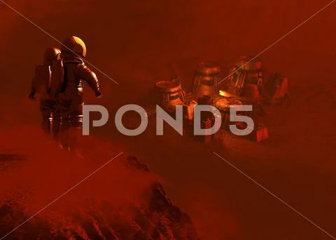 Martian colony, artwork Stock Illustration