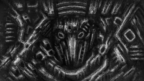 Martian spaceman in bionic suit. Robot alien warrior of future. Science ficti Stock Illustration