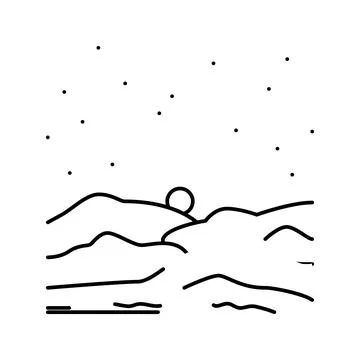 Martian sunset mars planet line icon vector illustration Stockillustratie