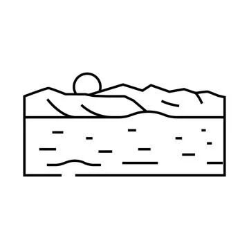 Martian sunset mars planet line icon vector illustration Stock Illustration
