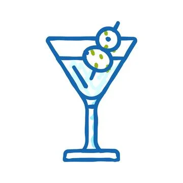 Martini beverage drink icon doodle illustration Stock Illustration