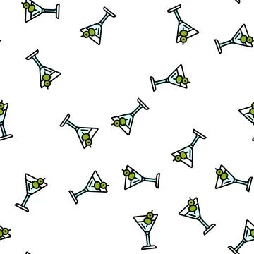 Martini beverage drink vector seamless pattern Illustrazione stock