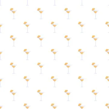 Martini cocktail drinks seamless repeating pattern on white Stock Illustration