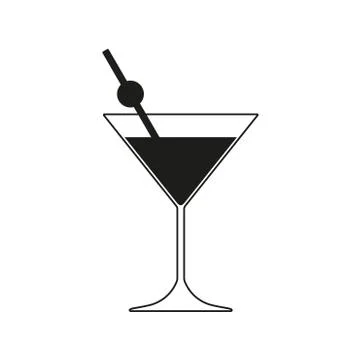 Martini cocktail icon. Martini glass with drinking straw. Vector illustration. Stock Illustration