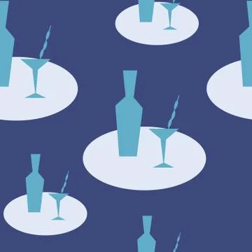Martini cocktails seamless vector pattern bar design Stock Illustration