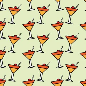 Martini drink seamless pattern vector print background Stock Illustration
