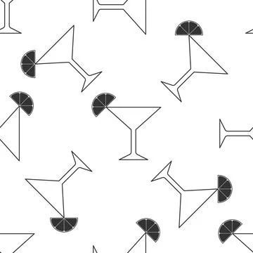 Martini glass icon seamless pattern on white background. Cocktail with lime イラスト素材
