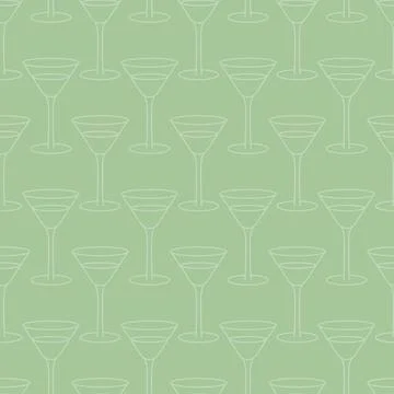 Martini glass. Seamless vector pattern Endless background of wine glasses Stockillustratie