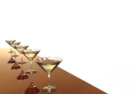 Martini Glasses 3D render Illustrazione stock