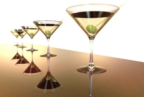 Martini Glasses 3D render Stock Illustration