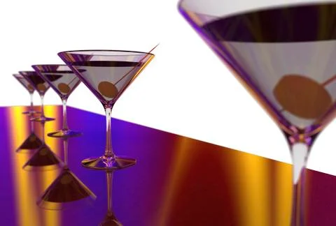 Martini Glasses 3D render Stock Illustration