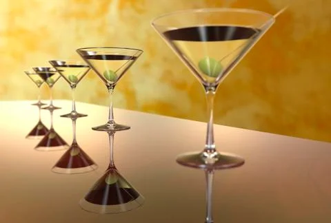Martini Glasses 3D render Illustrazione stock