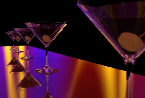Martini Glasses 3D render Stock Illustration