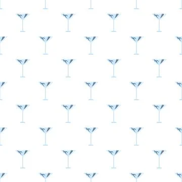 Martini glasses seamless pattern on white background Illustrazione stock