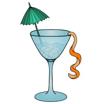 Martini with ice cubes. Vector illustration. Stock Illustration