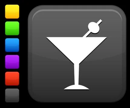 Martini icon on square internet button Stock Illustration