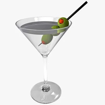 Martini With Olives 3D Model