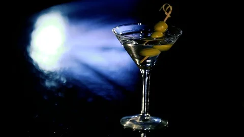 Martini with olives Stock Footage 80309198