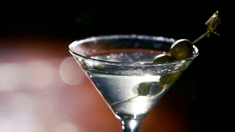 Martini with olives. Stock Footage 80309206