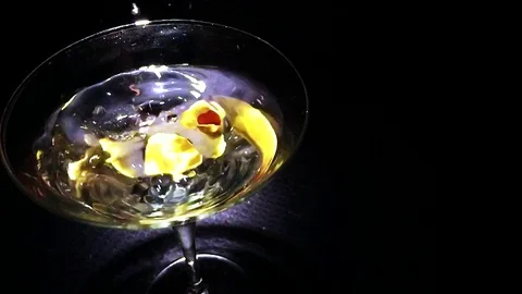 Martini  Splashing Into A Vodka Martini Video stock 80451375