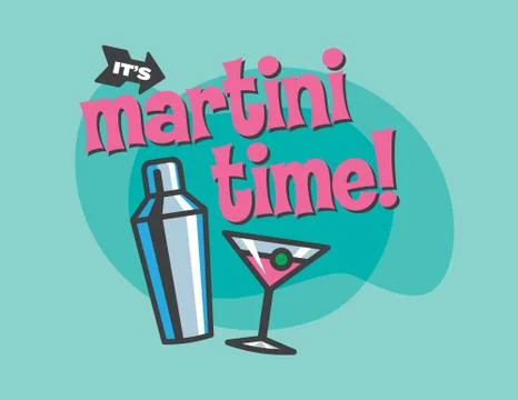 Martini Time Vector Design Stock Illustration
