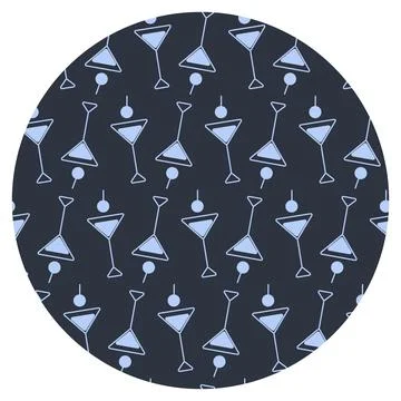 Martini Triangular glasses Circle Background Texture Light blue on Dark Stock Illustration