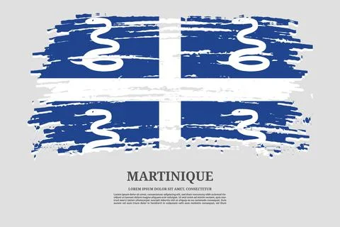 Martinique flag with brush stroke effect and information text poster, vector Illustrazione stock