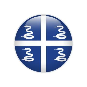 Martinique flag on button 스톡 일러스트