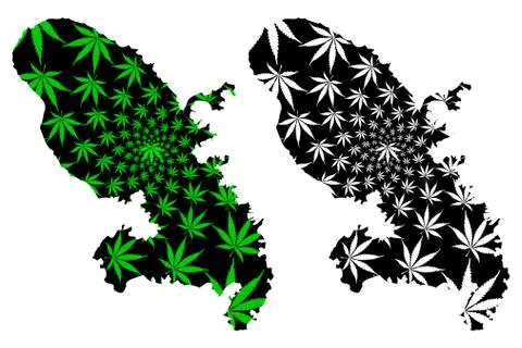 Martinique - map is designed cannabis leaf Stock Illustration
