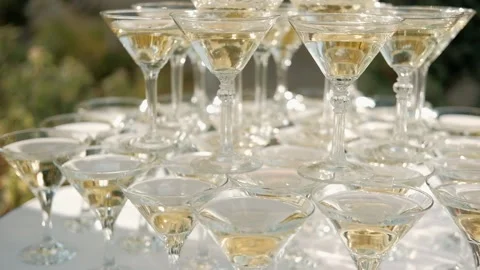 Martinis at the buffet stand in a pyramid Stock Footage 263722875