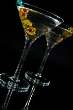 Martinis on a mirror Stock Photos