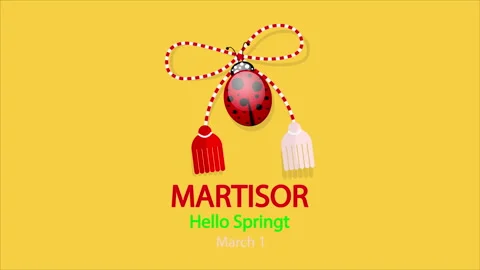 Martisor ladybug hello spring 1 march Stock Footage 327810051