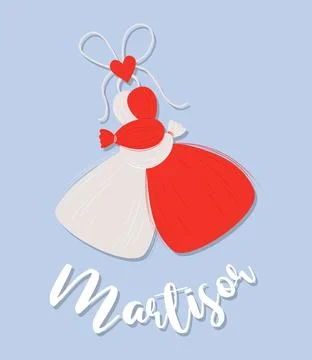 Martisor. Red and white accessory talisman Martenitsa. Baba Marta Day イラスト素材