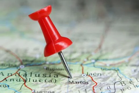 Martos, Spain pin on map Stock Photos