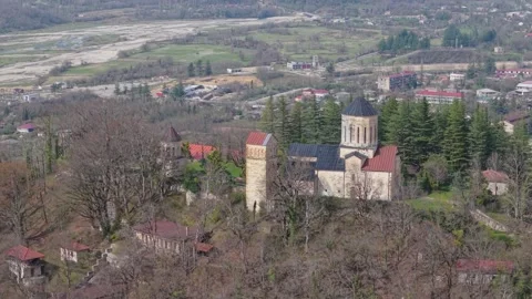 Martvili Monastery Overlooking the River Valley in Western Georgia Vídeos de archivo 340384125