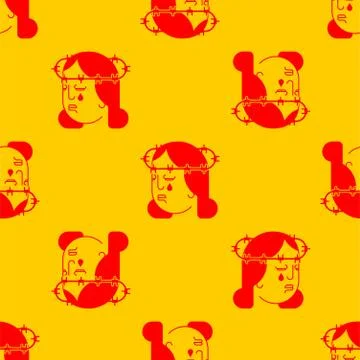 Martyr pattern seamless. Barbed wire on head. Pain and suffering background.  Illustrazione stock