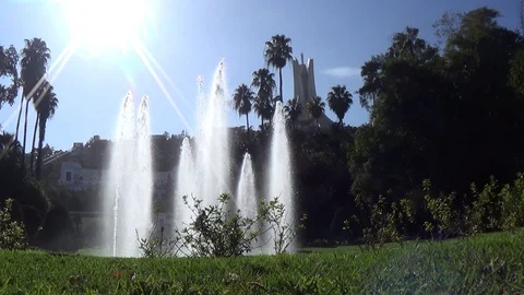 The martyr's shrine in Algeria from the Fountain of Experiences Garden Stock Footage