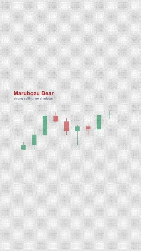 Marubozu Bear Labeled Candlestick Pattern Chart Alpha 4K Vertical 9x16 Light Stock Footage 339507465