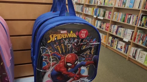 Marvel Spiderman Backpack Retailer Store Stock Footage 247343898