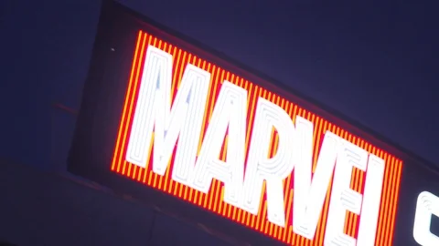 Marvel Stadium Sign Close Up Pan Stock Footage 106384501