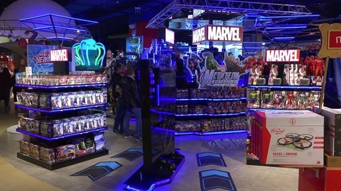 Marvel Studios kids department store. Marvel Studios is an American motion Stock Footage 69735570