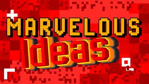 Marvelous Ideas. Pixelated word with geometric graphic background. Vector c.. Stock Illustration