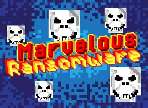 Marvelous Ransomware. Pixelated word with geometric graphic background. Vec.. Stock Illustration