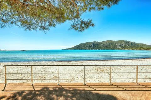 Marvelous view of  beach of Santa Giulia resort. Stock Photos