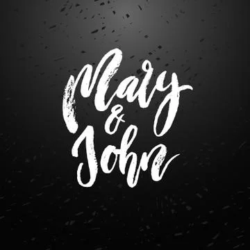 Mary and John. Modern brush calligraphy. Stock Illustration