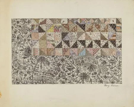 Mary Berner, Patchwork Bedspread, c 1937 Patchwork Bedspread Copyright: xp... Stock-Fotos